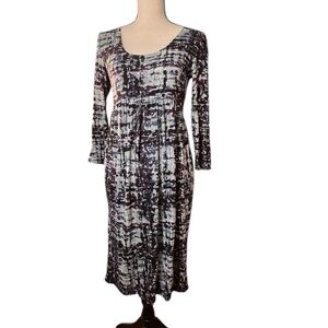 Yansi Fugel Long Sleeve Sheath Dress Multicolor Sz S 94% Viscose Boat Neck Used